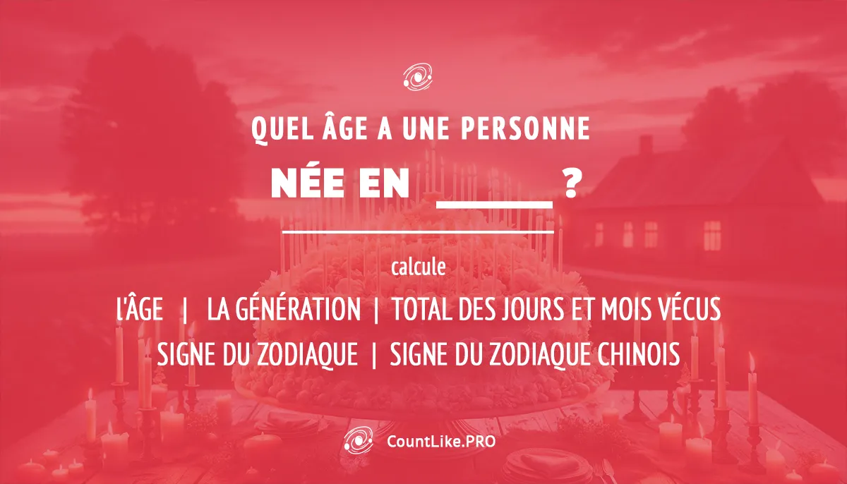 Calculateur d'âge. Calcule quel âge a quelqu'un s'il est né à une date ou une année donnée