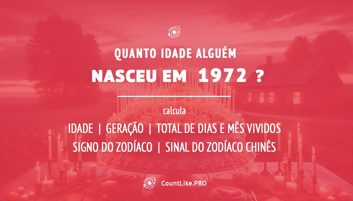 Quantos anos se nascido em 1972? — Calculadora de Idade