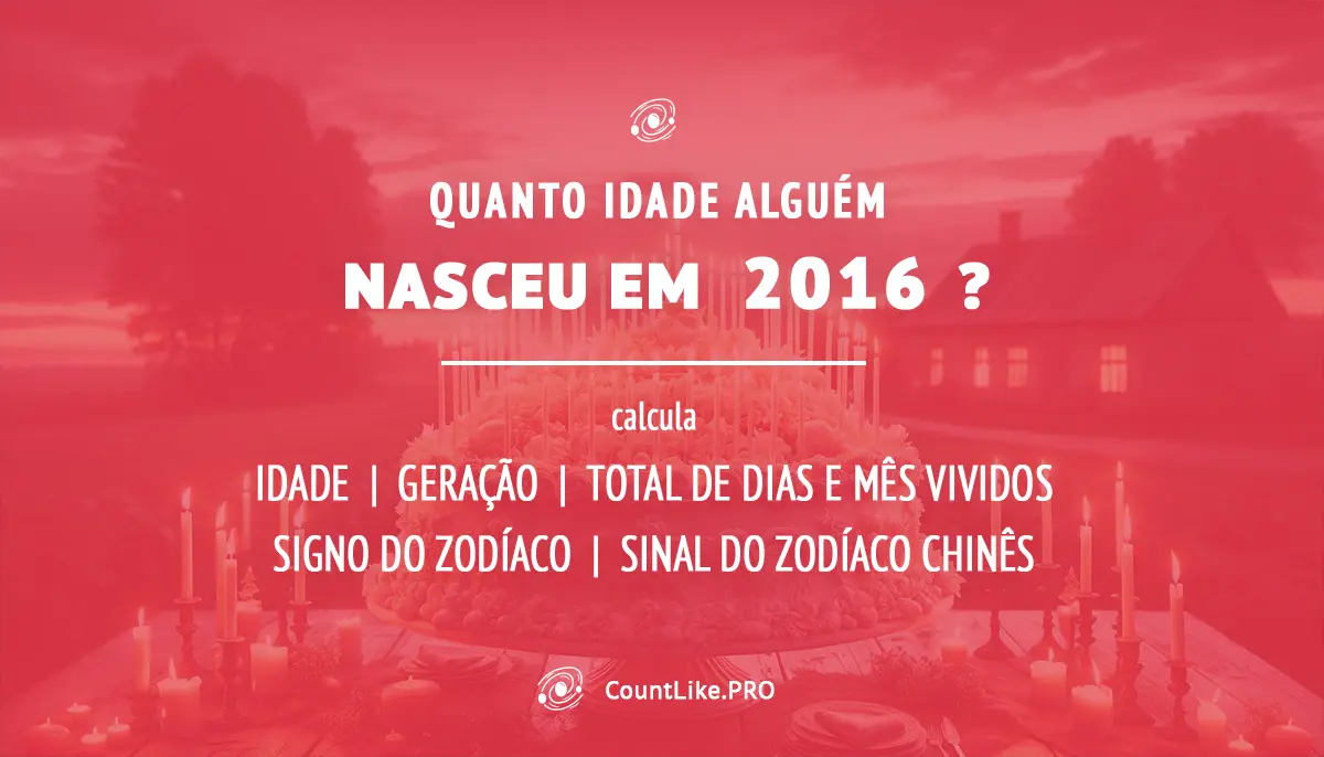 Quantos anos se nascido em julho de 2016? — Calculadora de Idade